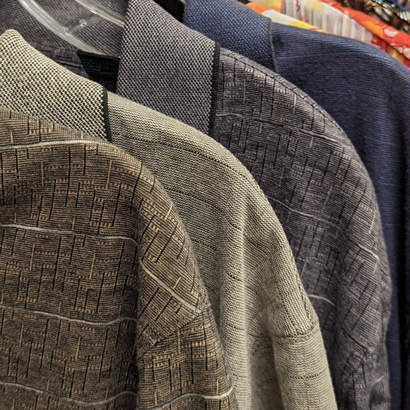 Haggar Men Shirt Short-sleeve Knit Button Neck Pullover Grey Pattern, Size S - Picture 3 of 4